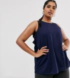 Asos 4505 Curve Tank Top With Cross Back Detail-navy