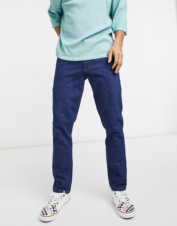 Asos Design Stretch Slim Jeans In Raw Indigo 70s Wash-blues