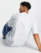 Topman Oversized Fit T-shirt Signature Circle Worldwide Print In Light Blue