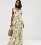 Asos Design Maternity Ruffle Wrap Maxi Dress With Tie Detail In Floral Print-multi