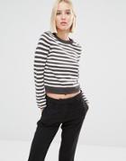 Cheap Monday Cropped Stripe Knit Sweater - Multi