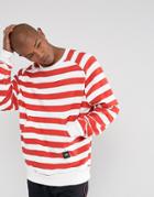 Sixth June Oversized Sweatshirt In White With Red Stripes - White