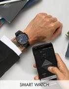 Emporio Armani Connected Leather Smart Watch In Black - Black