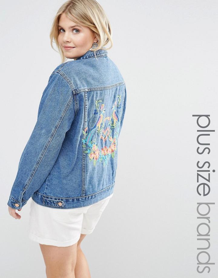 Alice & You Denim Jacket With Bird Embroidery - Blue