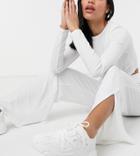 Asyou Straight Leg Pants In Ecru - Part Of A Set-white