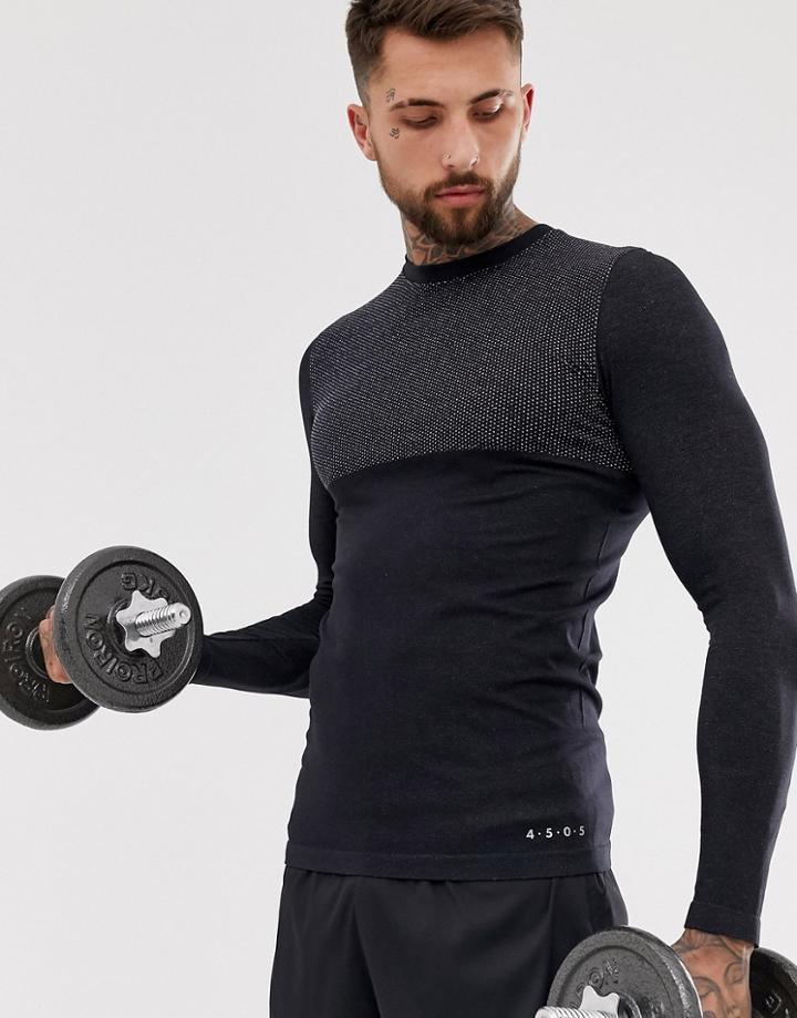 Asos 4505 Muscle Training Long Sleeve T-shirt With Seamless Knit - Gray