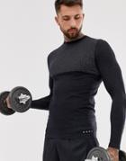 Asos 4505 Muscle Training Long Sleeve T-shirt With Seamless Knit - Gray