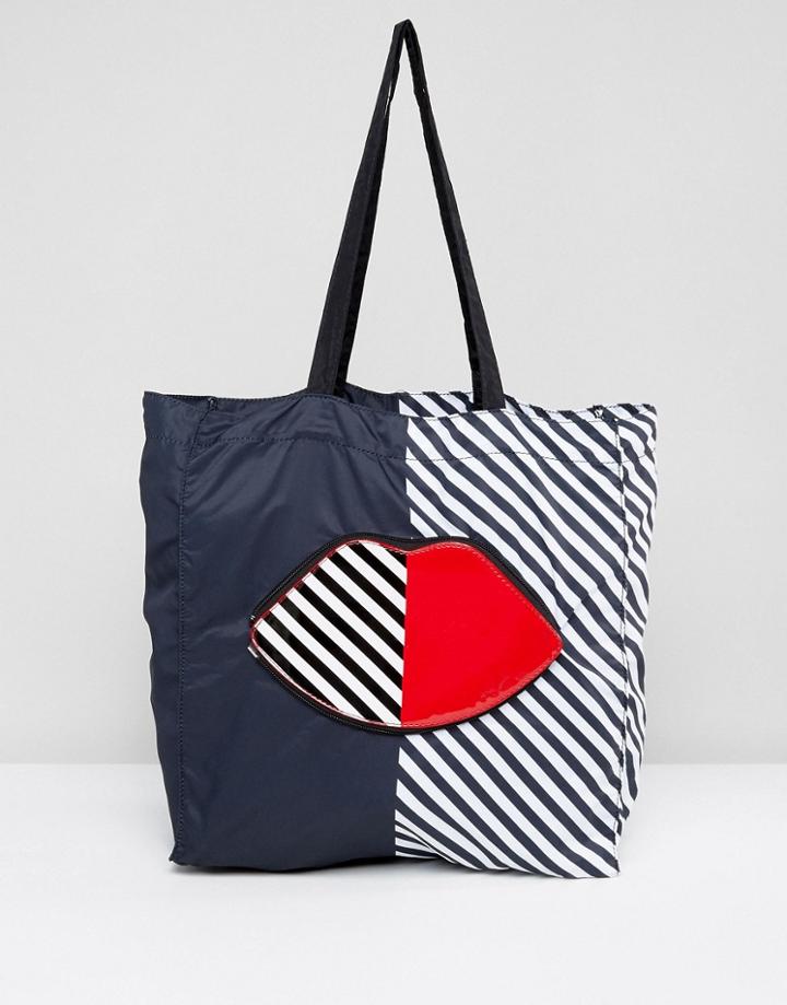 Lulu Guinness Stripe Foldaway Shopper Bag - Multi