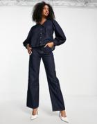 Envii Wide Leg Jeans In Dark Blue Rinse-blues