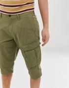 Esprit Organic Cotton Long Cargo Shorts In Khaki-green
