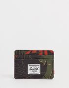 Herschel Supply Co Charlie Rfid Card Holder In Tropical Palms Print