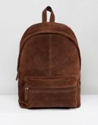 Asos Backpack In Brown Suede - Brown