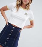 Monki A-line Denim Skirt With Organic Cotton And Button Detail In Indigo-navy
