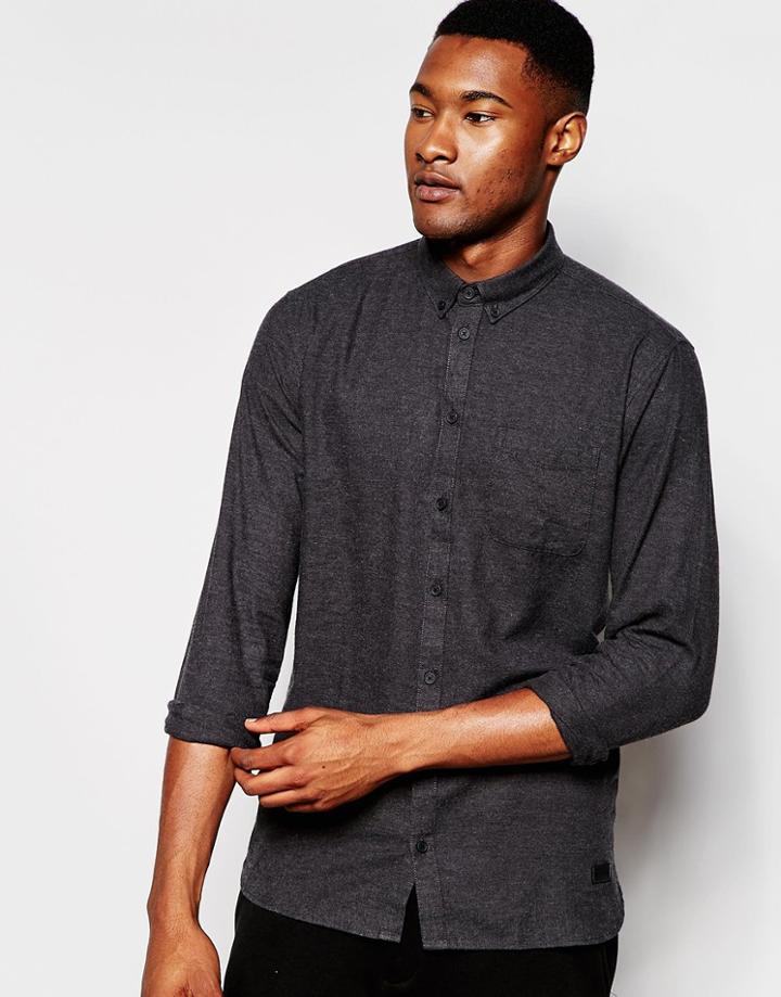 Minimum Shirt In Flannel - Dark Gray Mel