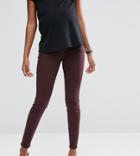 Asos Maternity Lisbon Mid Rise Jean In Blackened Oxblood With Under The Bump Waistband - Red