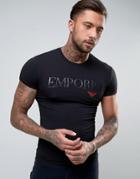 Emporio Armani Large Logo Crew Neck T-shirt In Muscle Fit - Black