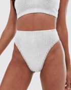 Asos Design Mix And Match Crinkle High Leg High Waist Bikini Bottom In White Black - Multi