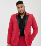 Asos Design Plus Super Skinny Tuxedo Jacket In Red