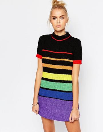 Unif Knitted Chroma Dress With In Festival Rainbow