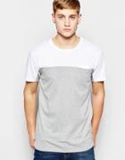 Pull & Bear T-shirt With Contrast Cut & Sew Stripe In Gray - Gray