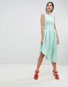 True Violet High Low Volume Dress With Bow - Green