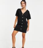 Asos Design Petite Button Through T-shirt Dress In Black