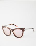 Le Specs Le Debuante Cat Eye Sunglasses In Tort With Rose Mirror Lenses