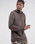 Asos Hoodie In Crepe With Side Zips - Brown