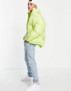 Topman Puffer Jacket In Lime Green - Yellow