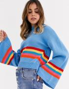 Glamorous Sweater With Rainbow Stripe-multi