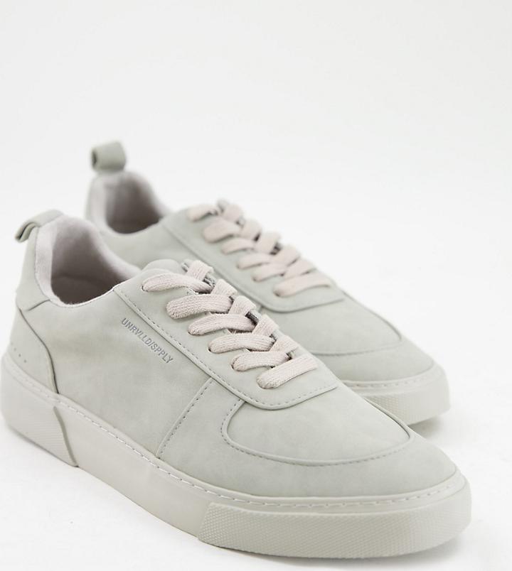 Asos Unrvlld Spply Wide Fit Sneakers In Gray-grey
