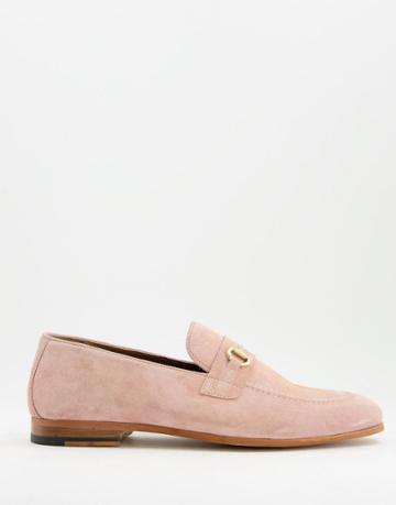 Walk London Terry Snaffle Loafers In Pink Suede
