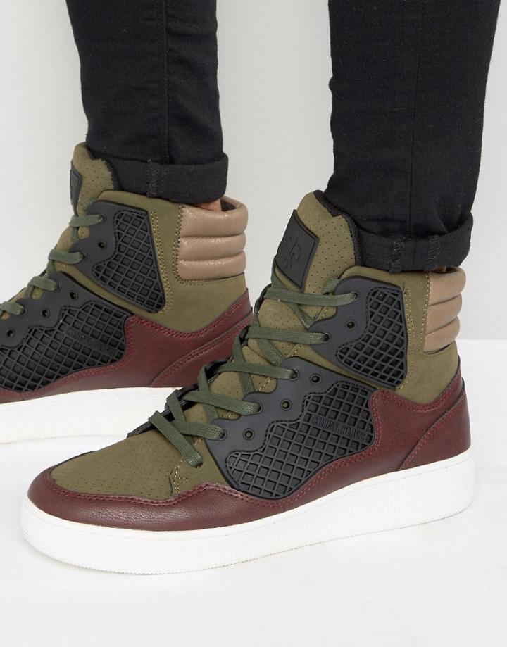 Criminal Damage Baller Hi Top Sneakers - Green