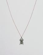 Asos Necklace In Rose Patina Finish With Beetle - Silver
