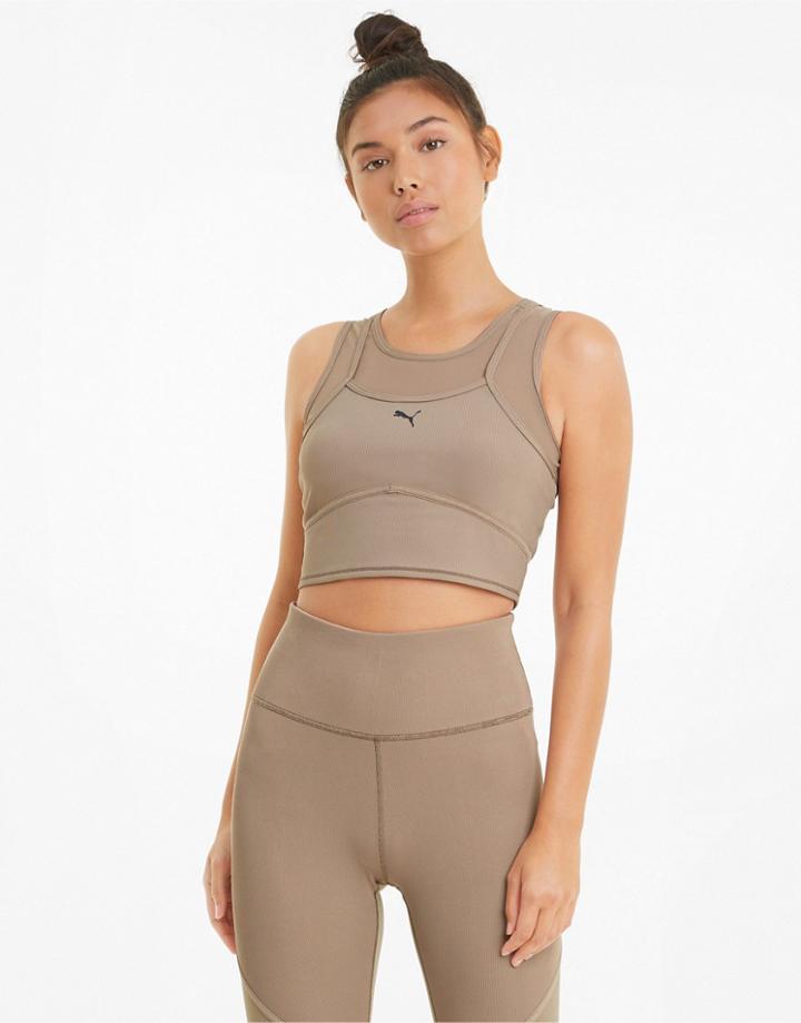 Puma Studio Layered Crop Top In Beige-neutral
