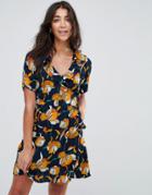Trollied Dolly Pocket Full Of Frills Floral Dress - Navy