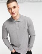 Ps Paul Smith Zebra Logo Long Sleeve Polo In Gray-grey