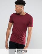 Asos Tall Muscle Fit T-shirt With Crew Neck And Stretch In Red - Beige