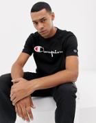 Champion Reverse Weave T-shirt With Large Logo In Black