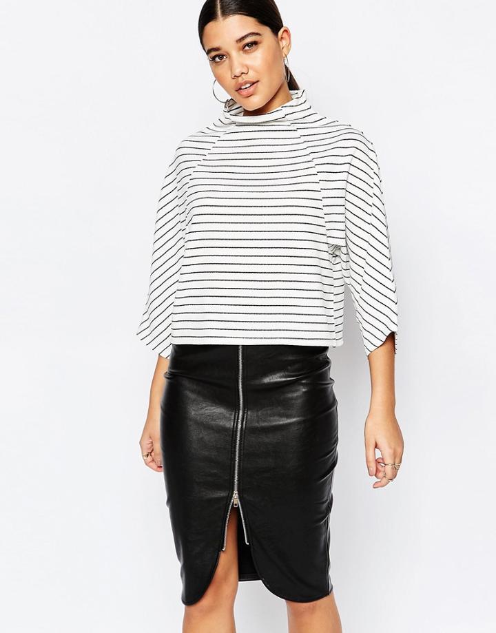 Missguided Structured High Neck Top - White