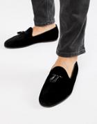 Ted Baker Lility Tassel Loafers In Black Velvet - Black