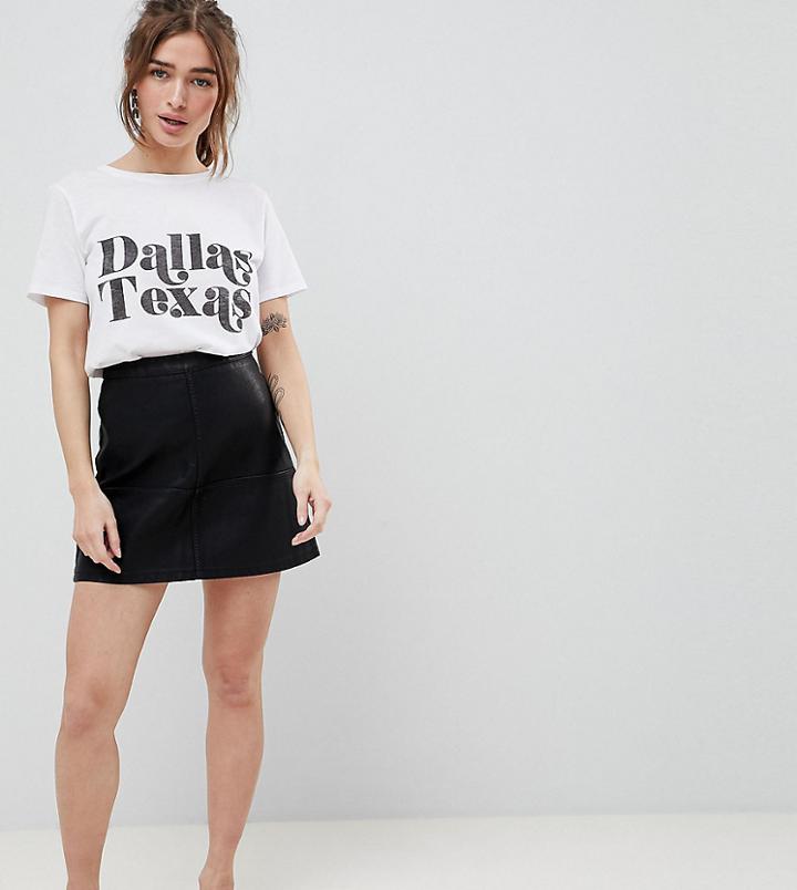 New Look Petite A-line Faux Leather Mini Skirt In Black