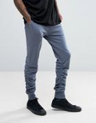 Asos Skinny Ruched Joggers In Washed Blue - Blue