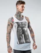 Religion Tank With Lifes A Beach And Blue Fade - White