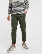 Selected Homme Straight Fit Chino With Organic Cotton In Khaki-green