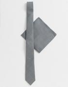 Asos Design Slim Fit Houndstooth Tie & Pocket Square-multi