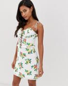 Fashion Union Lace Up Cami Dress In Fruit Print - White