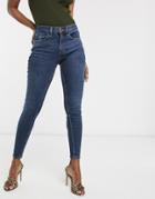 River Island Amelie Skinny Jeans In Dark Wash Blue-blues