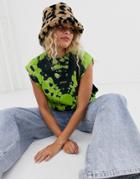 Asos Design Leopard Borg Roll Back Bucket Hat - Multi