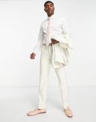 Harry Brown Wedding Wool Blend Slim Fit Tweed Suit Pants In Cream-neutral